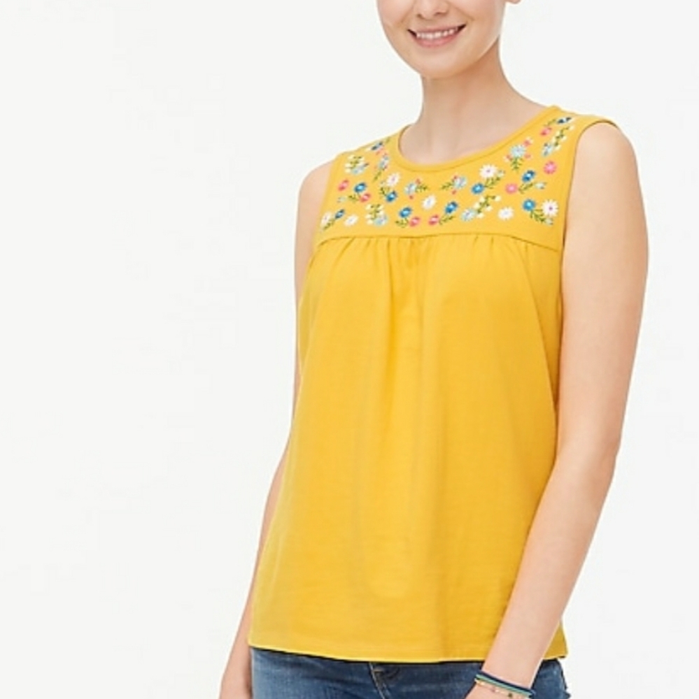 J CREW EMBROIDERED YOKE TOP